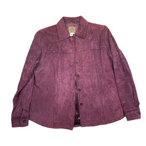Purple Leather Button Up Jacket Womens L